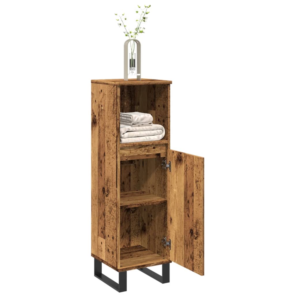 Bathroom Cabinet Old Wood 30x30x100 cm Engineered Wood - Bend