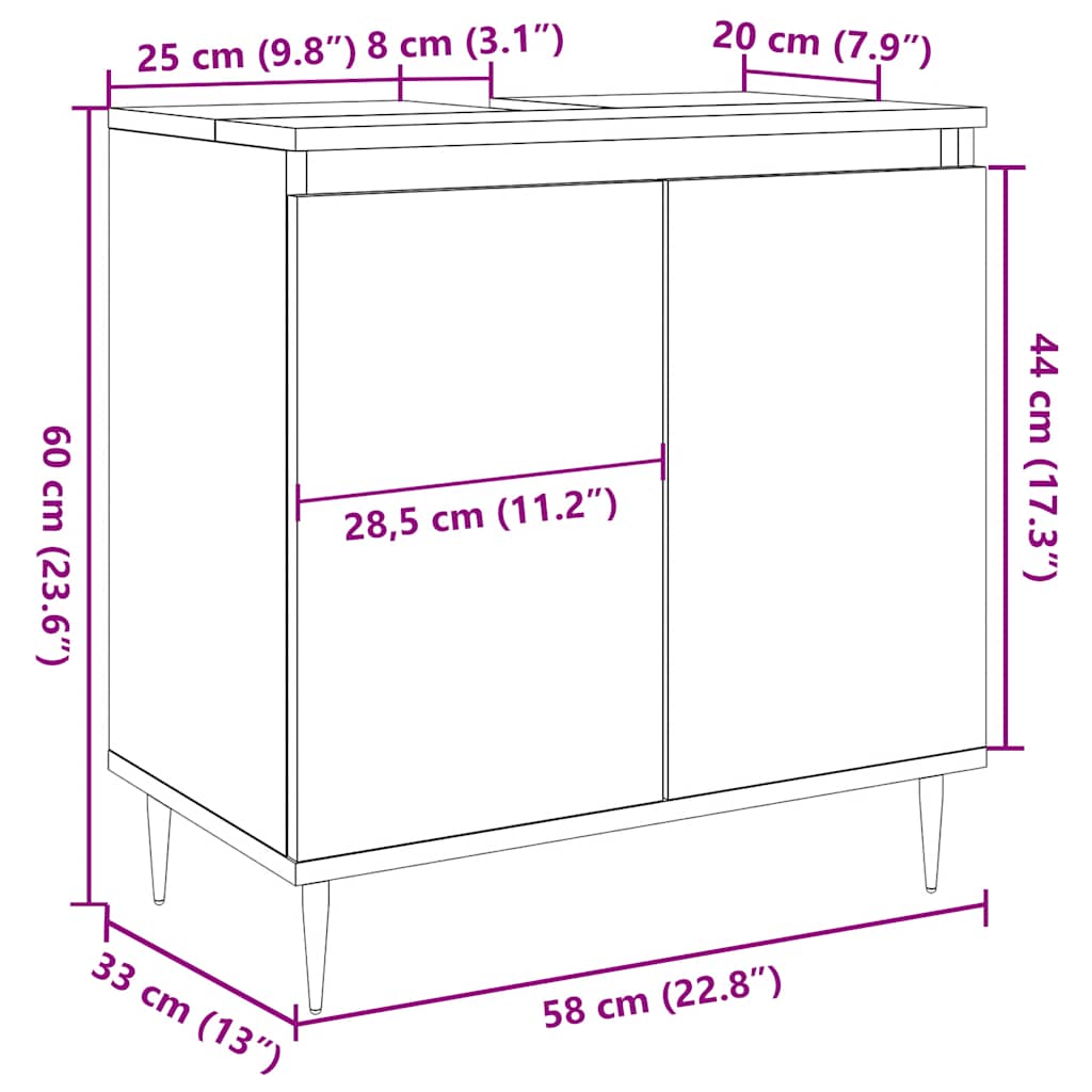 Bathroom Cabinet Concrete Grey 58x33x60 cm Engineered Wood