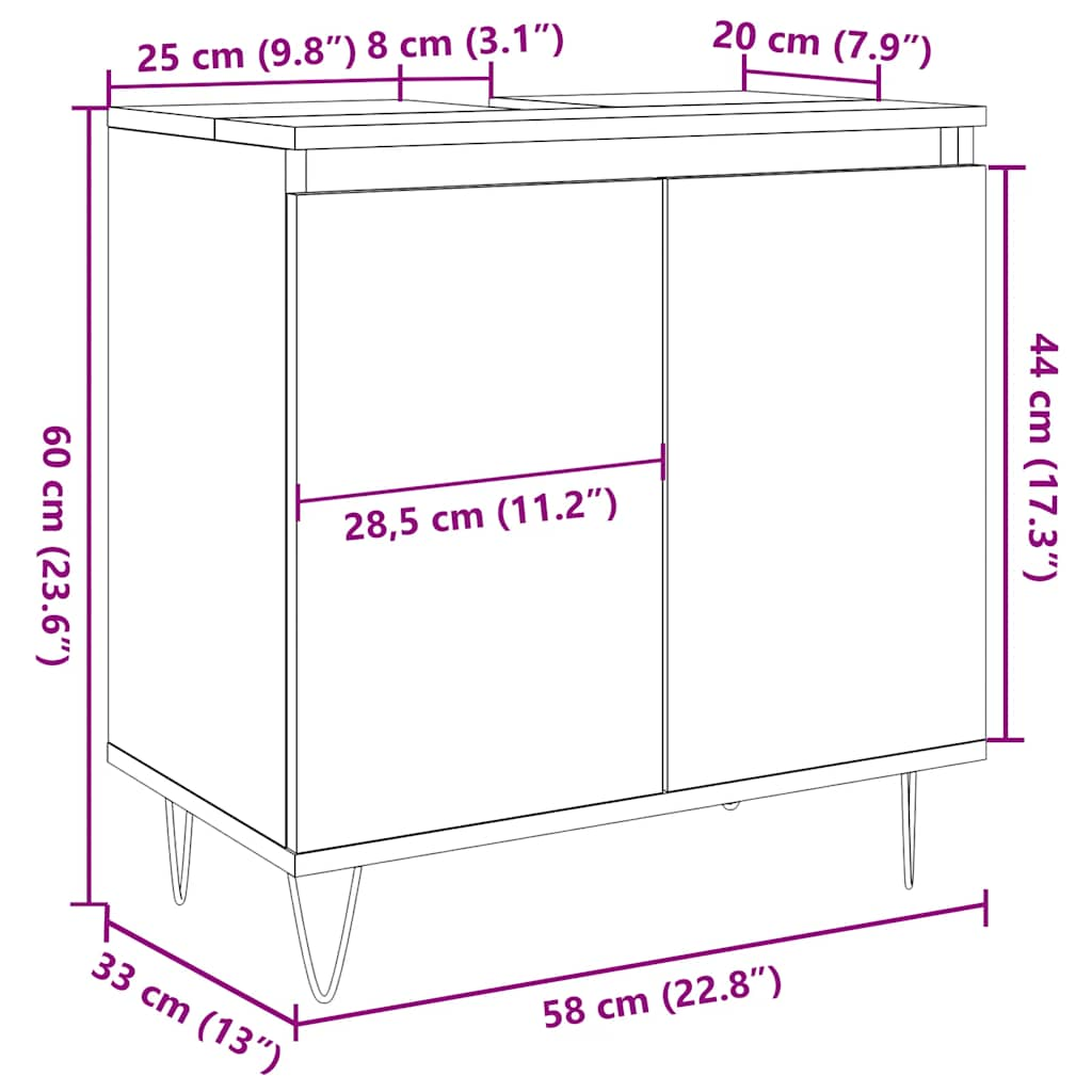 Bathroom Cabinet Concrete Grey 58x33x60 cm Engineered Wood