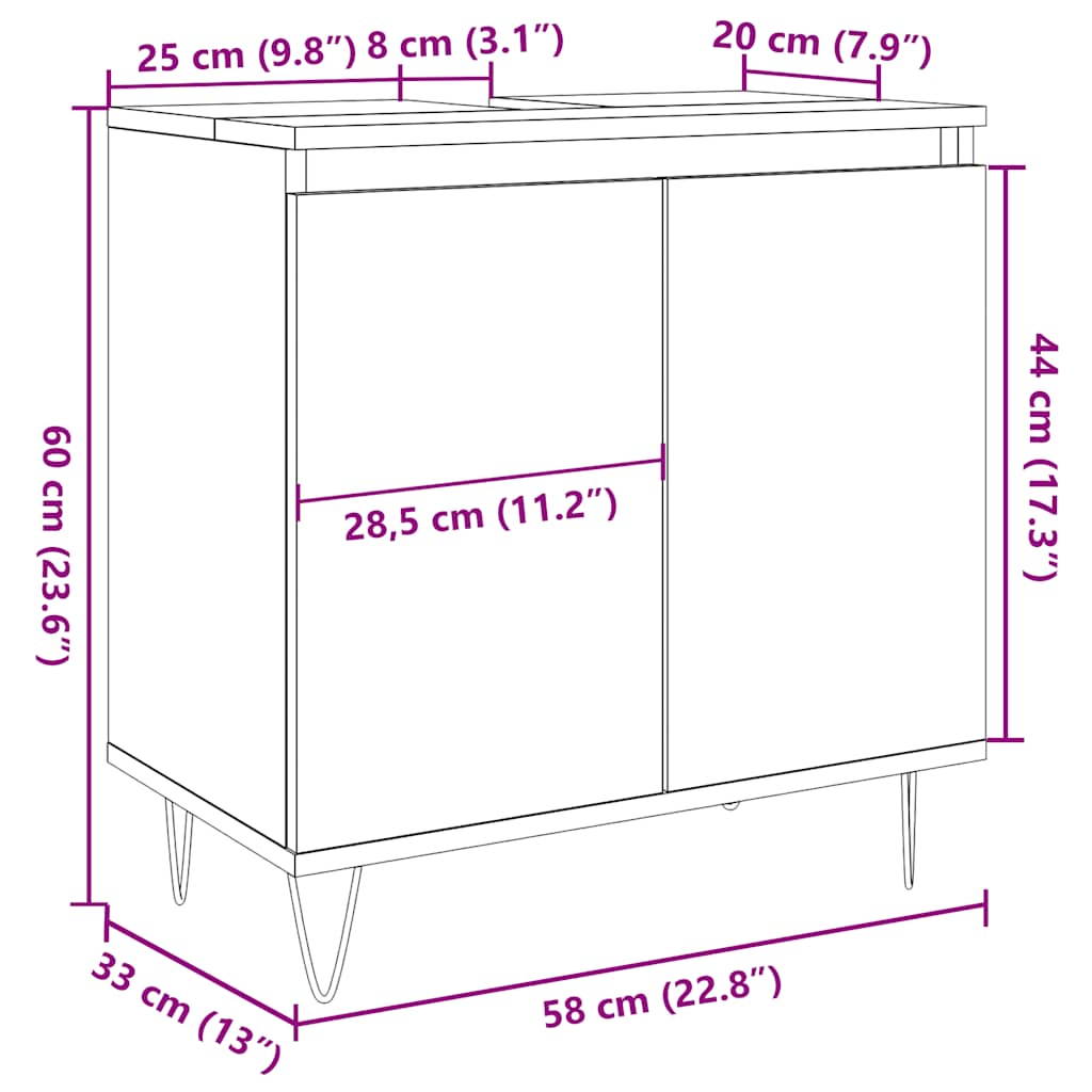 Bathroom Cabinet Artisan Oak 58x33x60 cm Engineered Wood