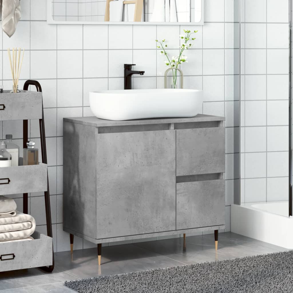 Bathroom Cabinet Concrete Grey 65x33x60 cm Engineered Wood - Bend