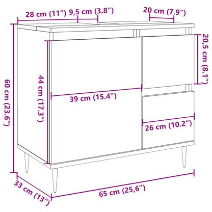 Bathroom Cabinet Concrete Grey 65x33x60 cm Engineered Wood - Bend