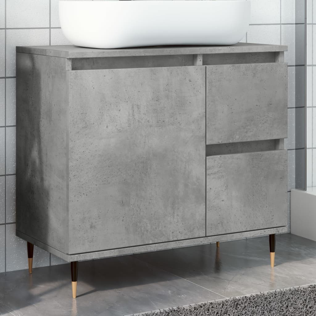 Bathroom Cabinet Concrete Grey 65x33x60 cm Engineered Wood - Bend