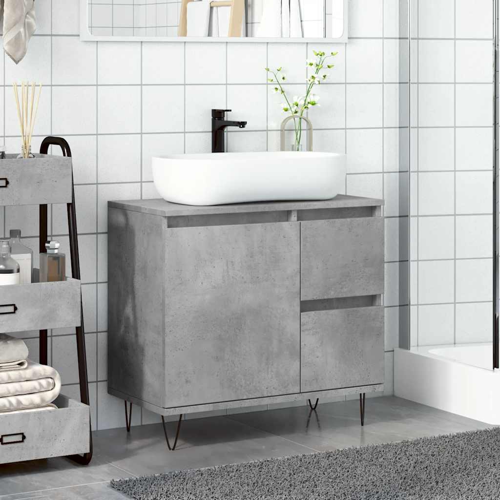 Sink Cabinet Concrete Oak 65x33x60 cm Engineered Wood