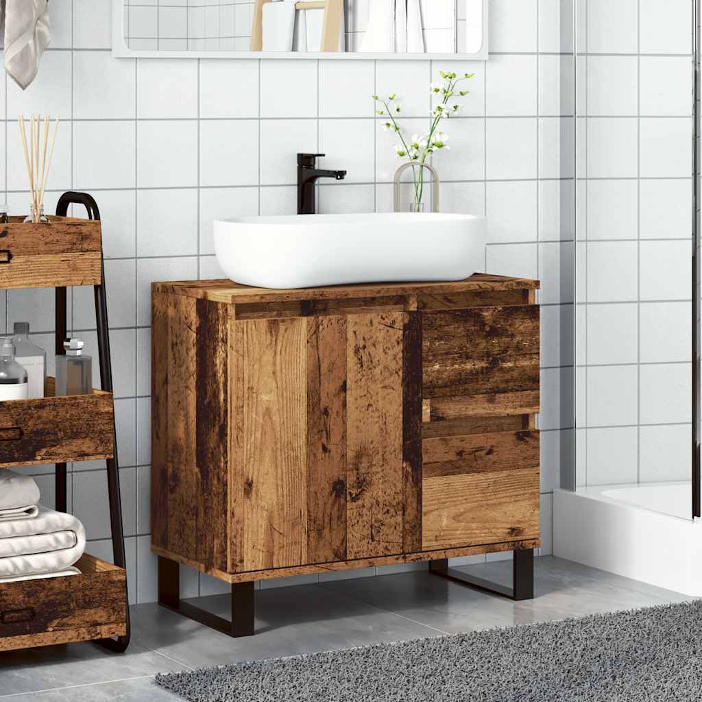 Bathroom Sink Cabinet Old Wood 65x33x60 cm Engineered Wood