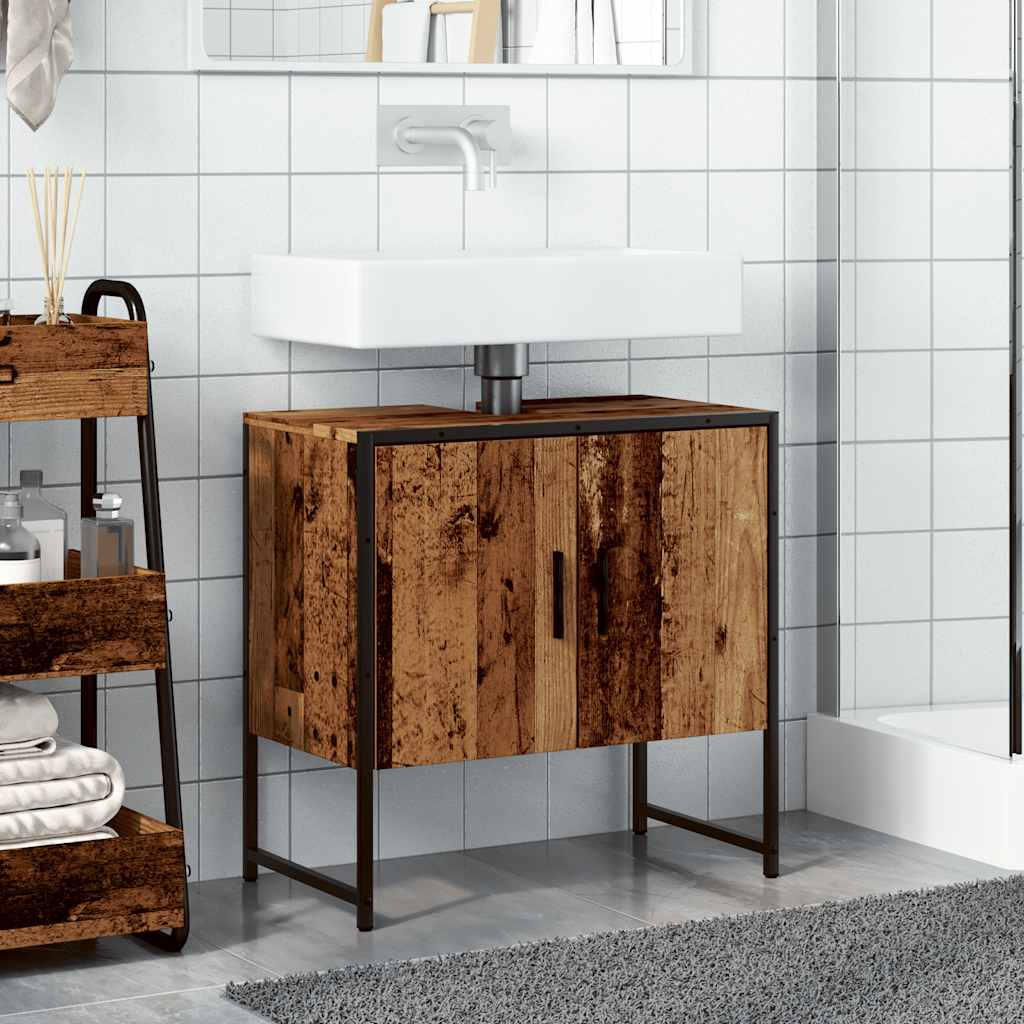 Bathroom Sink Cabinet Old Wood 60x33x60 cm Engineered Wood - Bend