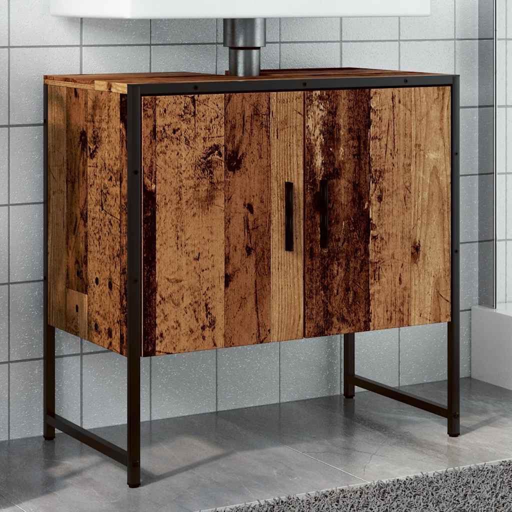 Bathroom Sink Cabinet Old Wood 60x33x60 cm Engineered Wood - Bend