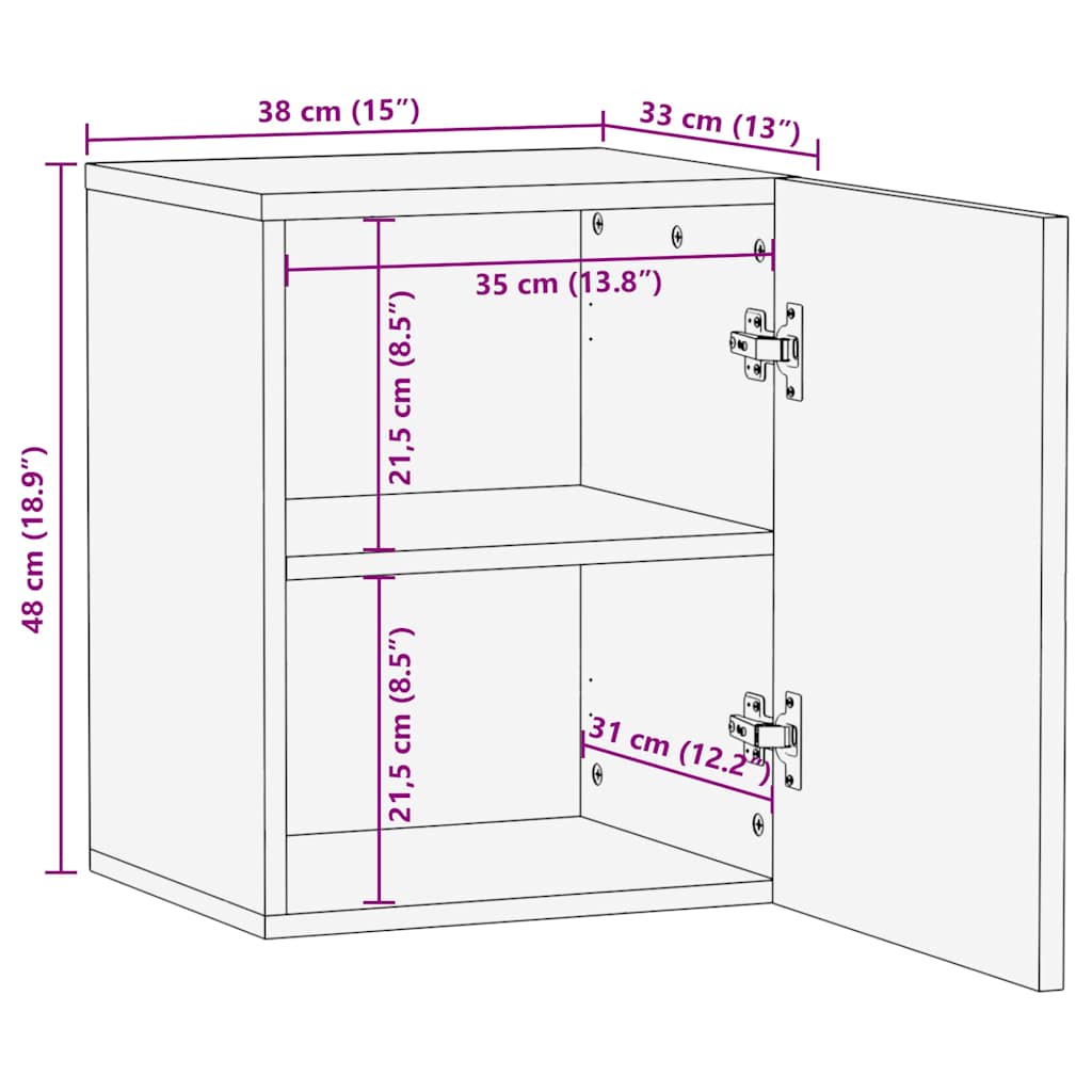 Bathroom Wall Cabinet 38x33x48 cm Solid Wood Mango