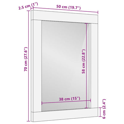 Bathroom Mirror 50x2.5x70 cm Solid Wood Mango