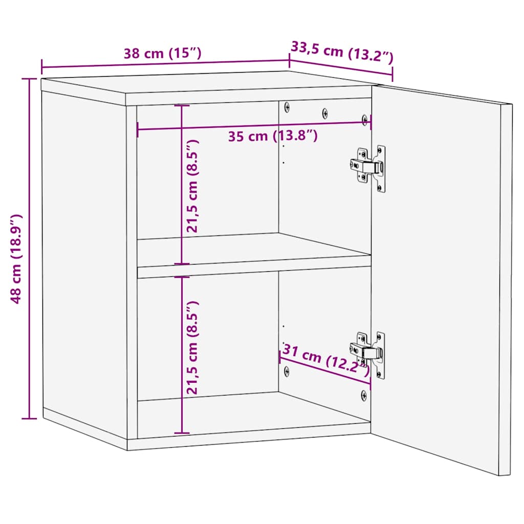 Bathroom Hanging Cabinet 38x33.5x48 cm Solid Wood Mango