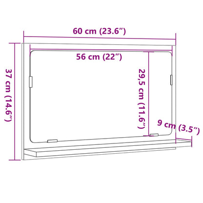 Bathroom Mirror Cabinet Sonoma Oak 60x11x37 cm Engineered Wood - Bend