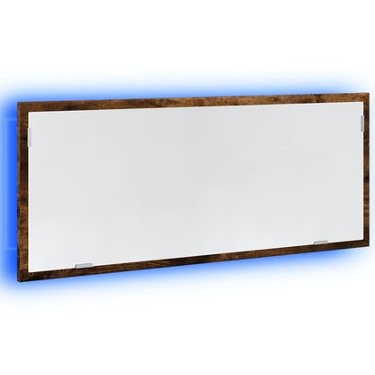 LED Bathroom Mirror Smoked Oak 100x8.5x37 cm Engineered Wood - Bend