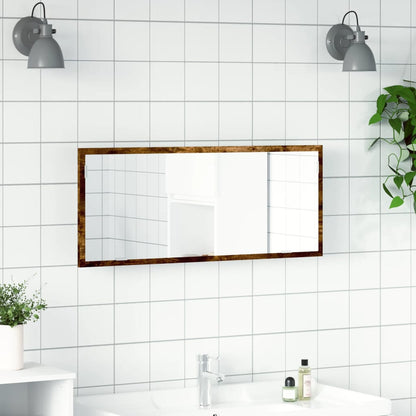 LED Bathroom Mirror Smoked Oak 100x8.5x37 cm Engineered Wood - Bend