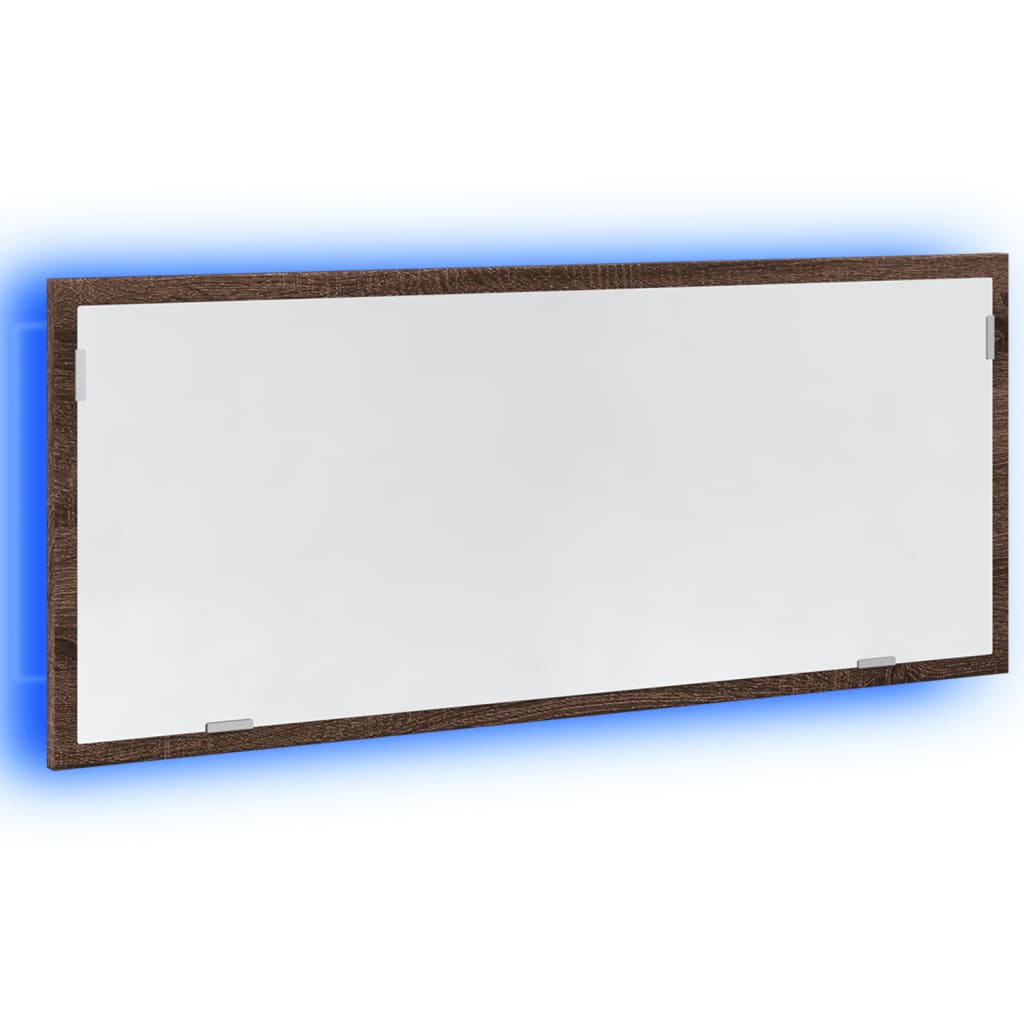 LED Bathroom Mirror Brown Oak 100x8.5x37 cm Engineered Wood - Bend