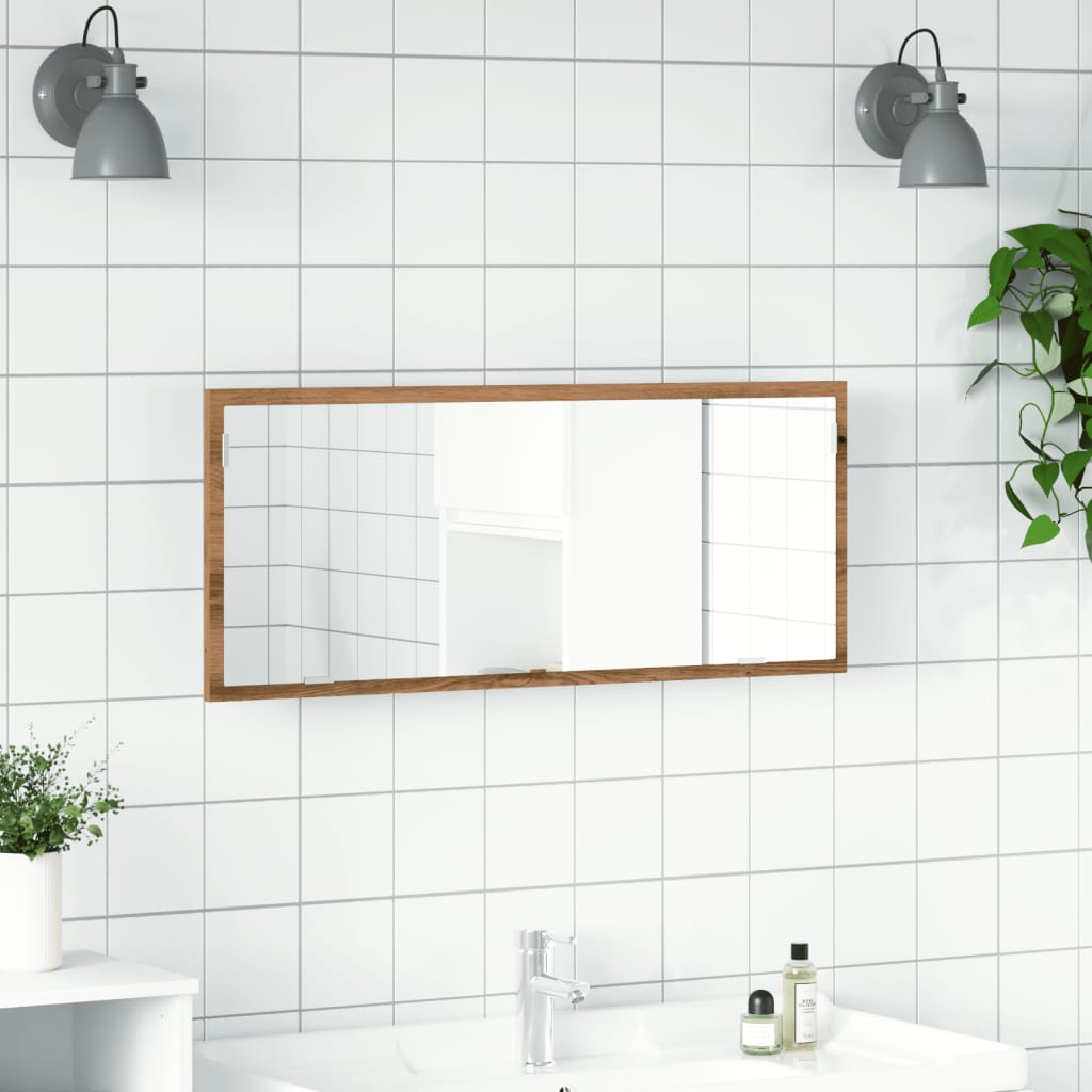 LED Bathroom Mirror Artisan Oak 100x8.5x37 cm Engineered Wood - Bend