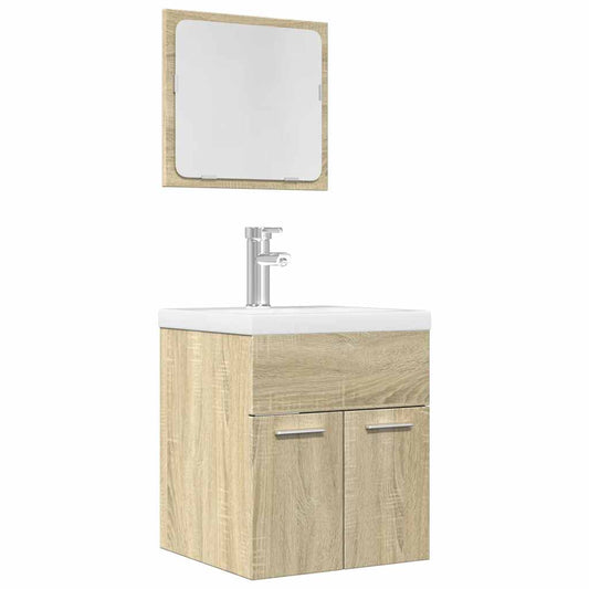 2 Piece Bathroom Furniture Set Sonoma Oak Engineered Wood