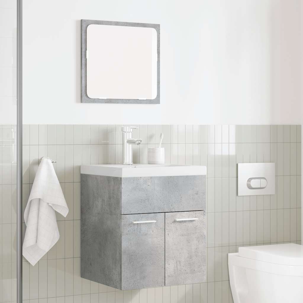 2 Piece Bathroom Furniture Set Concrete Grey Engineered Wood