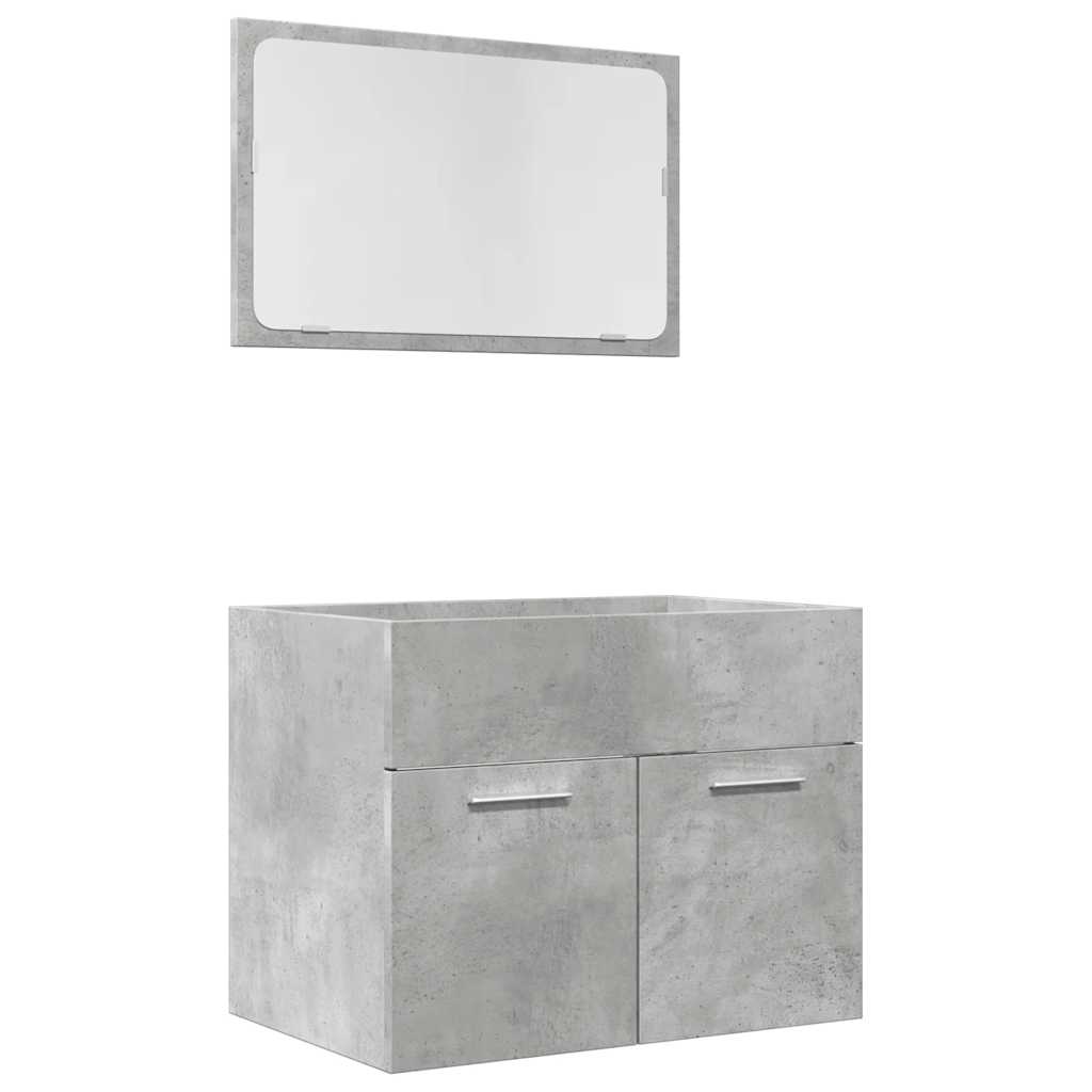 2 Piece Bathroom Furniture Set Concrete Grey Engineered Wood