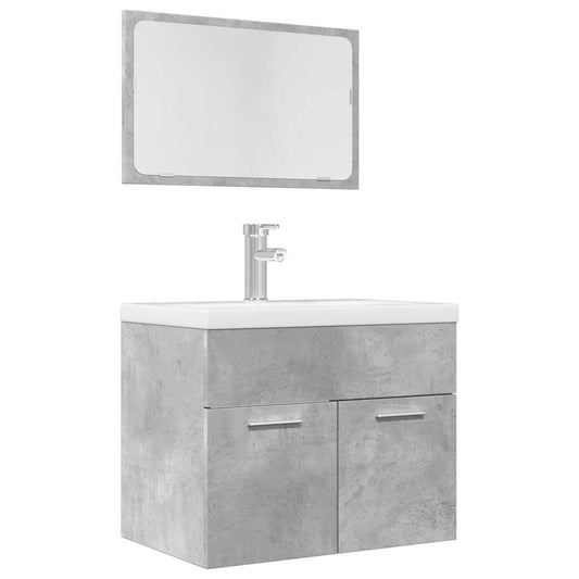 2 Piece Bathroom Furniture Set Concrete Grey Engineered Wood