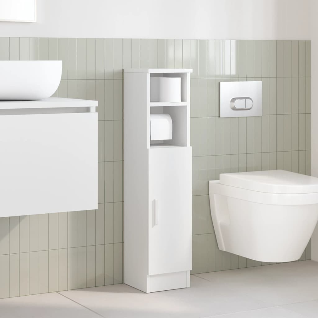 Bathroom Cabinet with Roll Holder White 20.5x22x90 cm