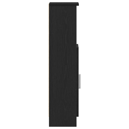 Bathroom Cabinet with Roll Holder Black 20.5x22x90 cm