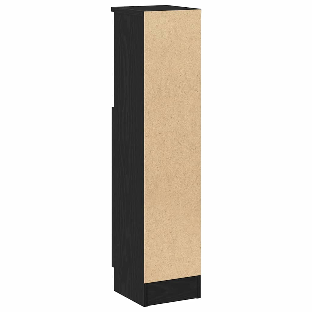 Bathroom Cabinet with Roll Holder Black 20.5x22x90 cm