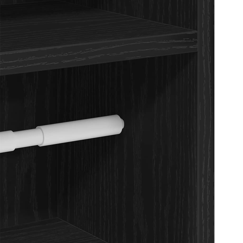 Bathroom Cabinet with Roll Holder Black 20.5x22x90 cm