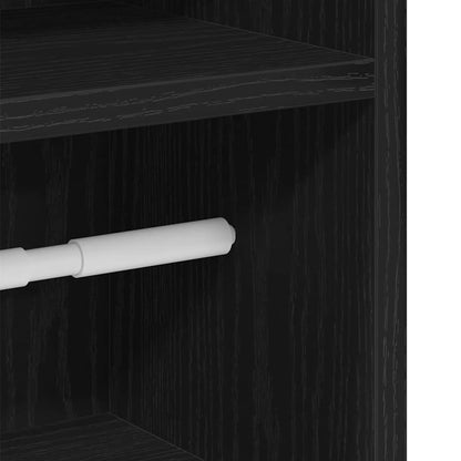 Bathroom Cabinet with Roll Holder Black 20.5x22x90 cm