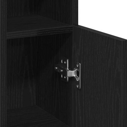 Bathroom Cabinet with Roll Holder Black 20.5x22x90 cm