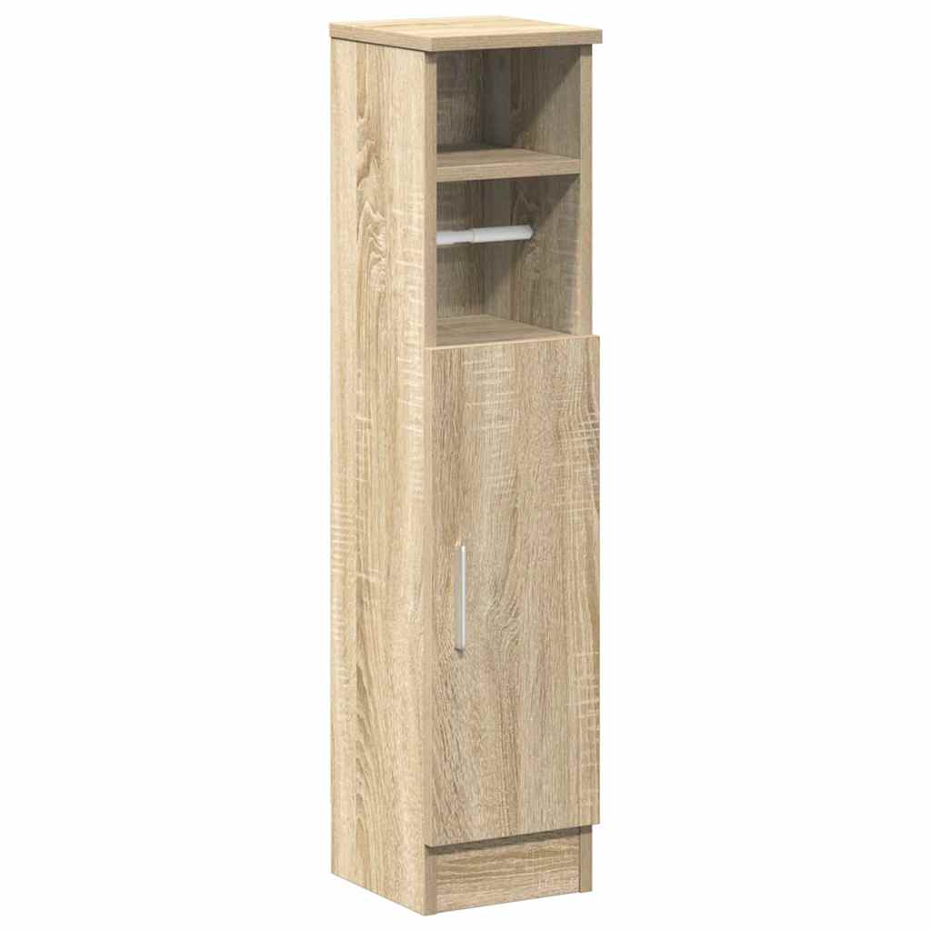 Bathroom Cabinet with Roll Holder Sonoma Oak 20.5x22x90 cm