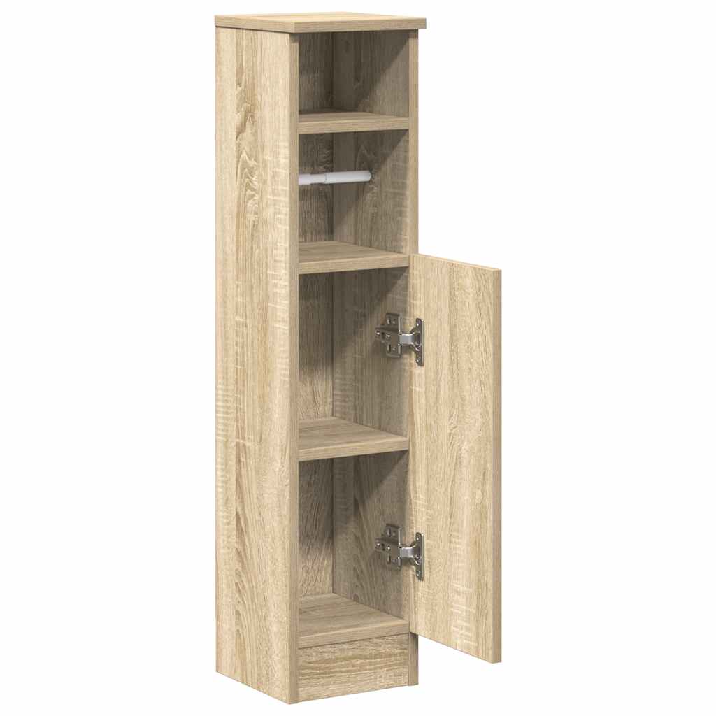 Bathroom Cabinet with Roll Holder Sonoma Oak 20.5x22x90 cm