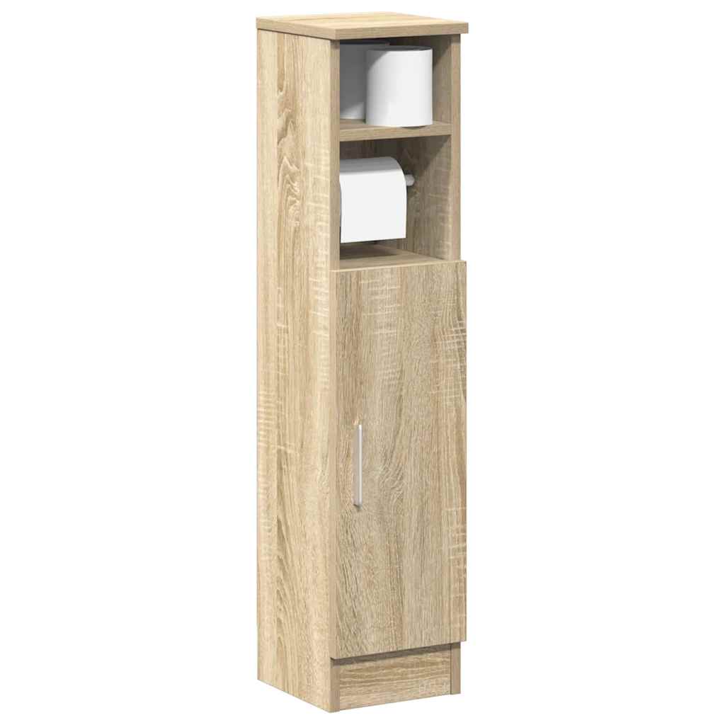 Bathroom Cabinet with Roll Holder Sonoma Oak 20.5x22x90 cm