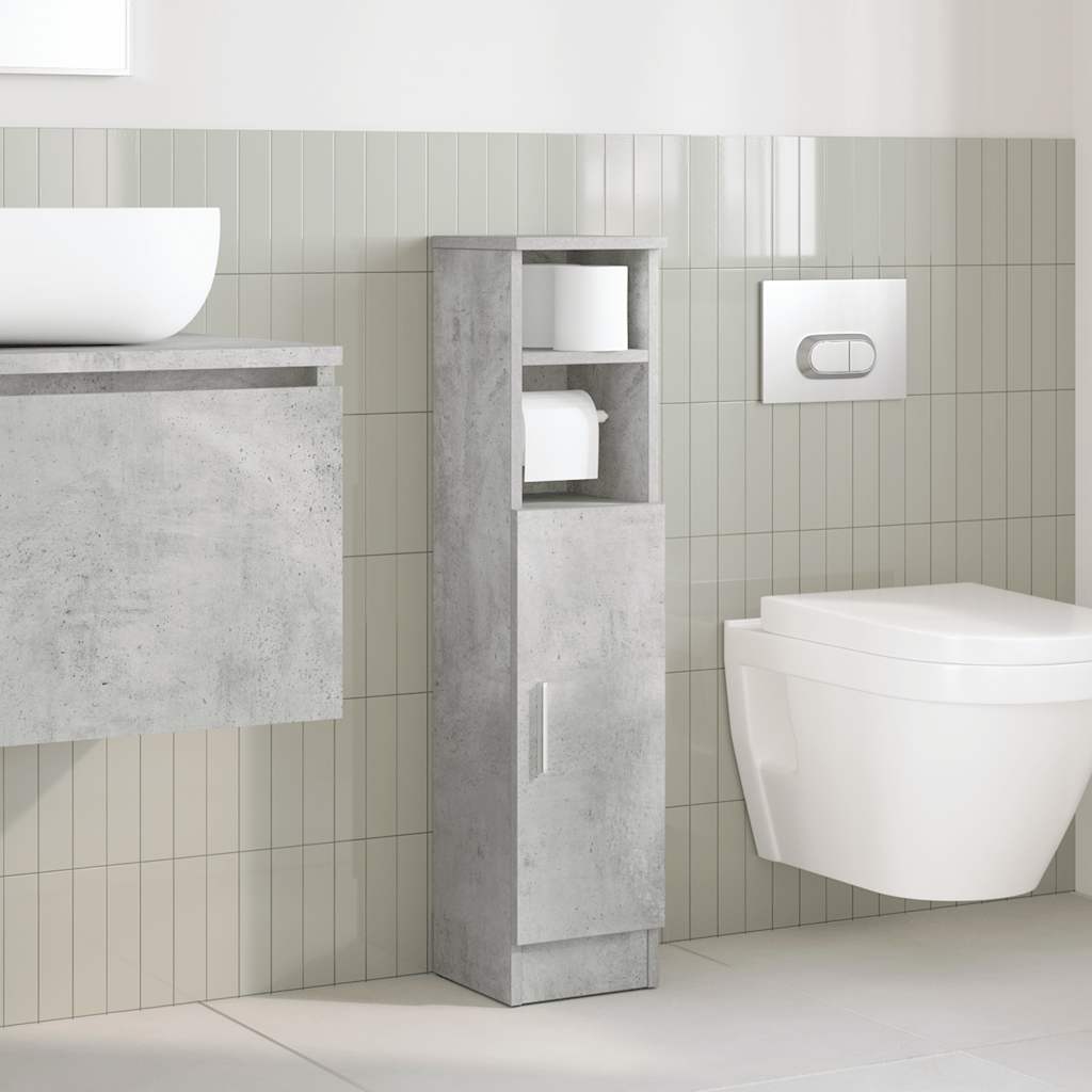 Bathroom Cabinet with Roll Holder Concrete Grey 20.5x22x90 cm