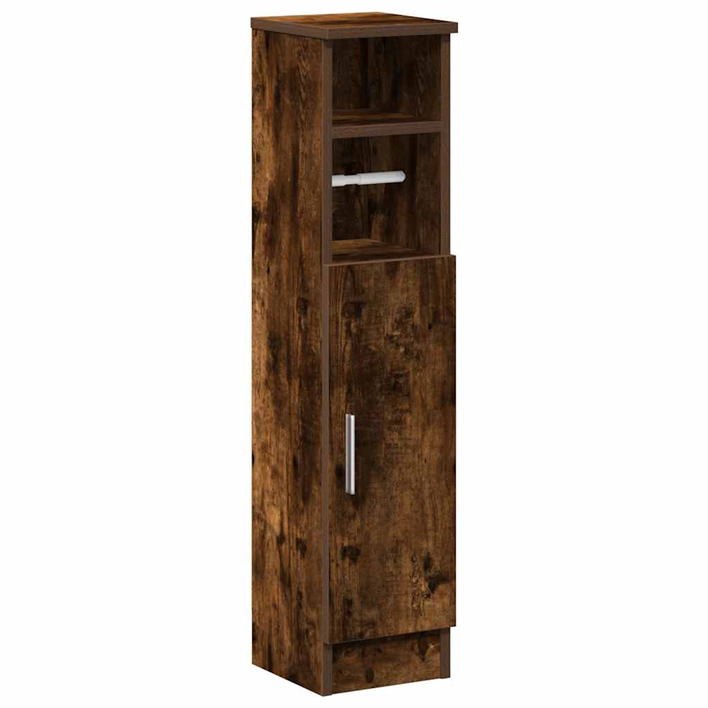 Bathroom Cabinet with Roll Holder Smoked Oak 20.5x22x90 cm