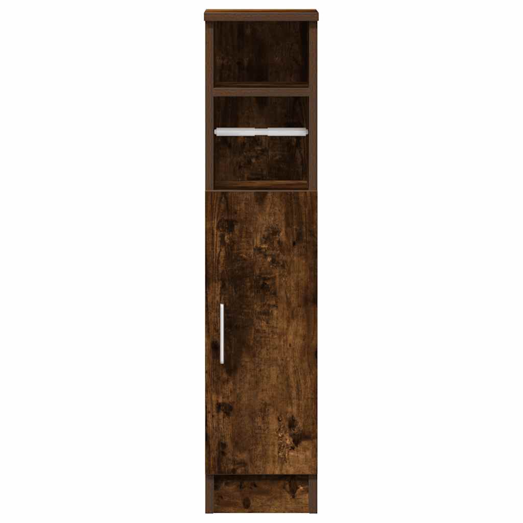 Bathroom Cabinet with Roll Holder Smoked Oak 20.5x22x90 cm