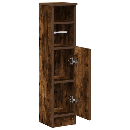 Bathroom Cabinet with Roll Holder Smoked Oak 20.5x22x90 cm