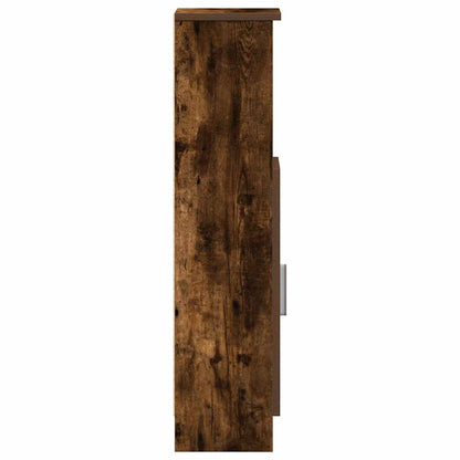 Bathroom Cabinet with Roll Holder Smoked Oak 20.5x22x90 cm