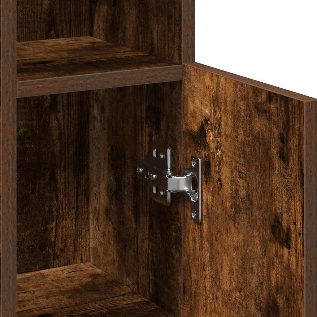 Bathroom Cabinet with Roll Holder Smoked Oak 20.5x22x90 cm