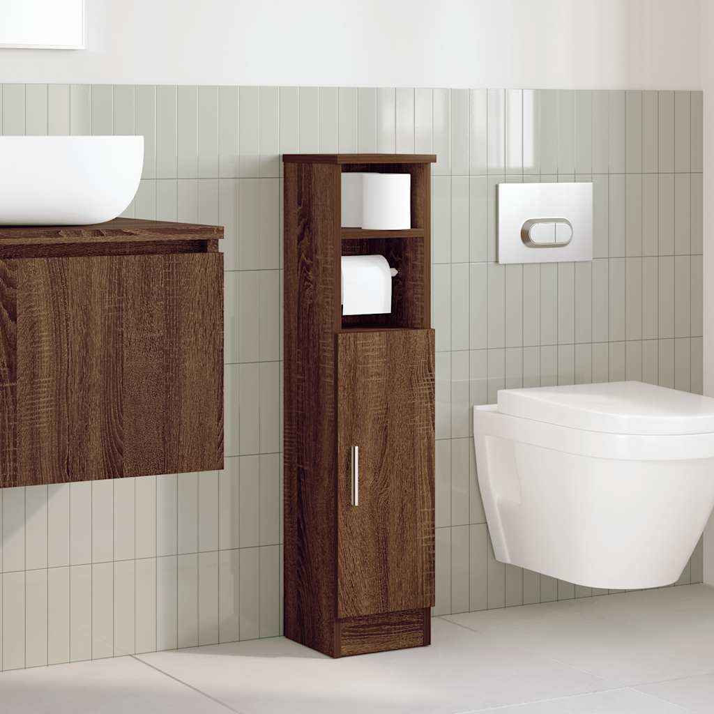 Bathroom Cabinet with Roll Holder Brown Oak 20.5x22x90 cm