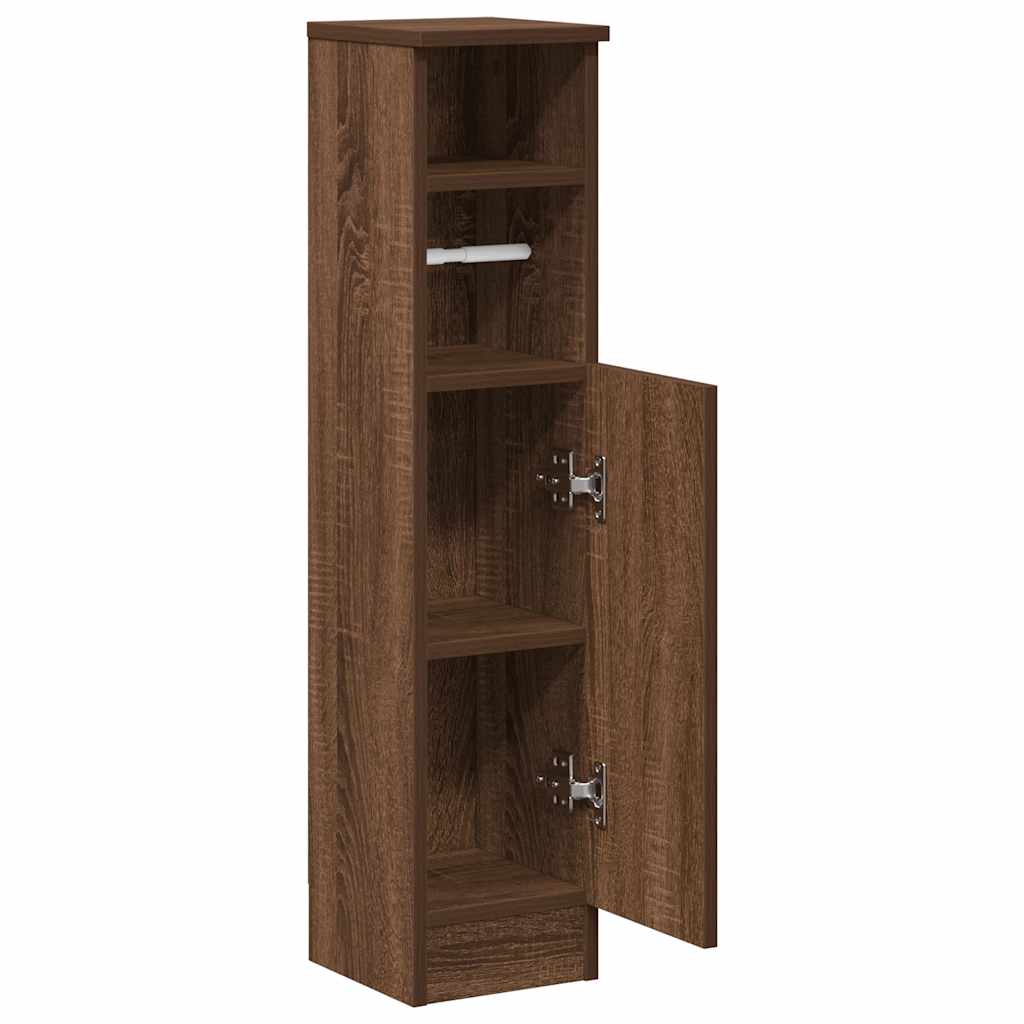 Bathroom Cabinet with Roll Holder Brown Oak 20.5x22x90 cm