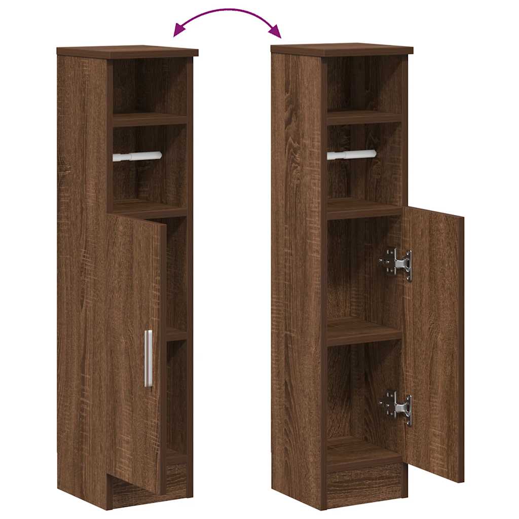 Bathroom Cabinet with Roll Holder Brown Oak 20.5x22x90 cm