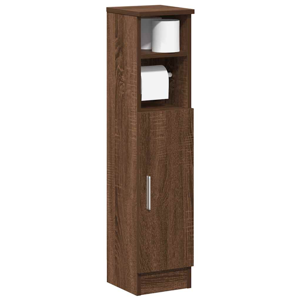 Bathroom Cabinet with Roll Holder Brown Oak 20.5x22x90 cm