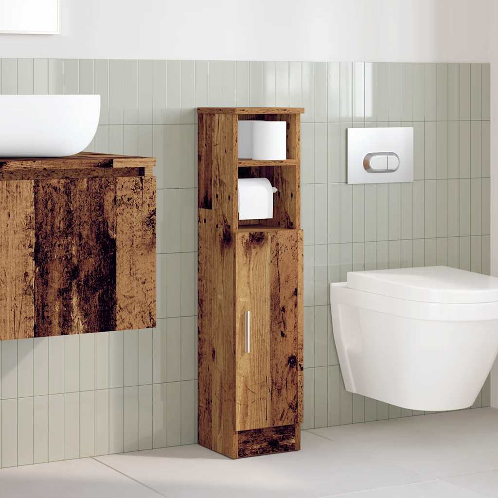 Bathroom Cabinet with Roll Holder Old Wood 20.5x22x90 cm