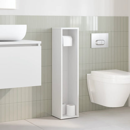 Bathroom Cabinet with Roll Holder White 20.5x20x90 cm