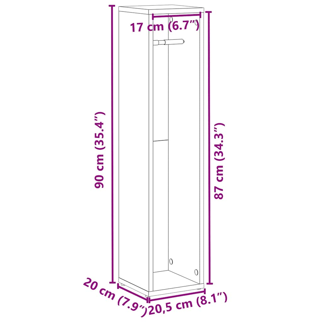 Bathroom Cabinet with Roll Holder White 20.5x20x90 cm