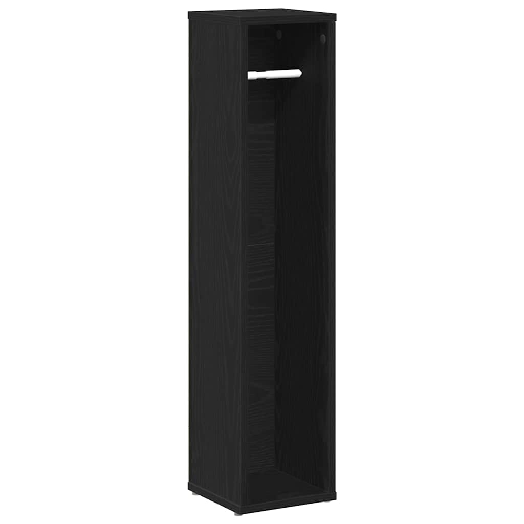 Bathroom Cabinet with Roll Holder Black 20.5x20x90 cm