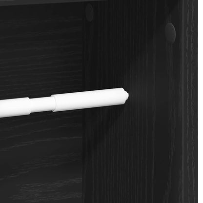 Bathroom Cabinet with Roll Holder Black 20.5x20x90 cm