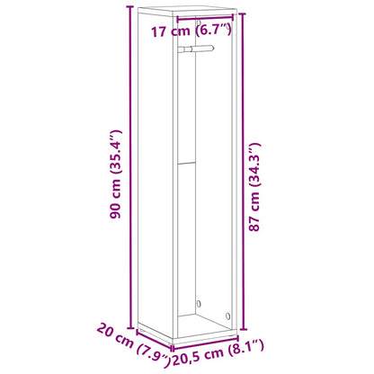 Bathroom Cabinet with Roll Holder Black 20.5x20x90 cm