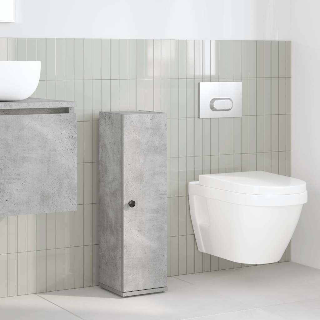 Bathroom Cabinet with Roll Holder Concrete Grey 20.5x22x72 cm