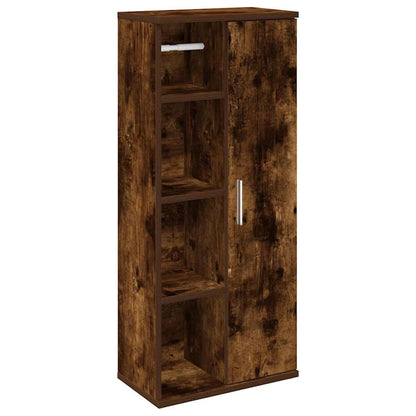 Bathroom Cabinet with Roll Holder Smoked Oak 39x22x90 cm